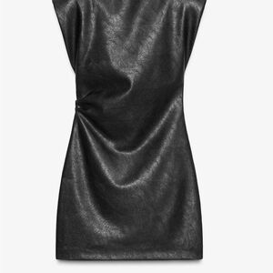 Zara Black Faux Leather Mini Dress